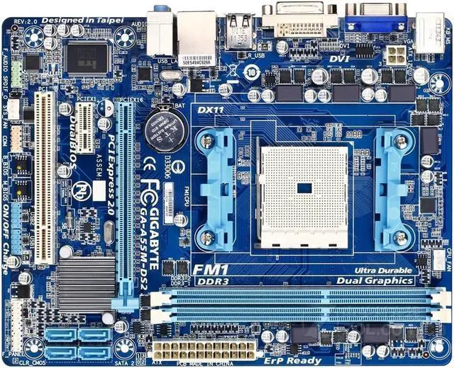 Alt view image 3 of 4 - GIGABYTE GA-A55M-DS2(rev.1.0/rev.1.1/rev.2.0/rev.3.0) Socket FM1 AMD A55 DDR3 64GB Micro ATX