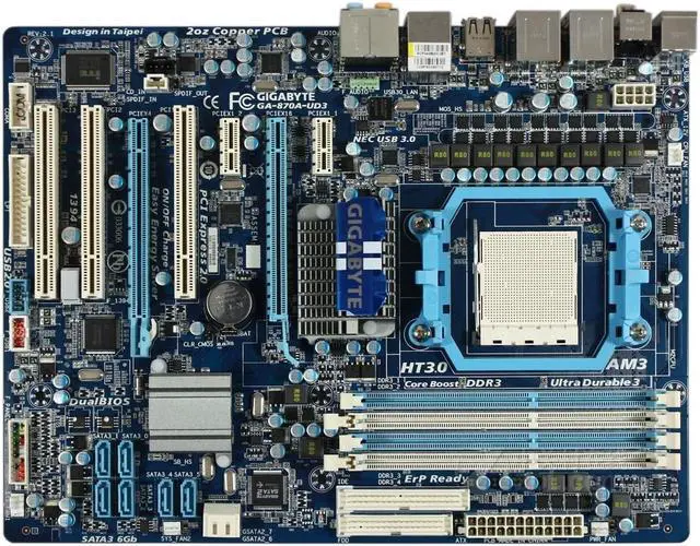 Main image of GIGABYTE GA-870A-UD3 Socket AM3 AMD 870 DDR3 32GB ATX