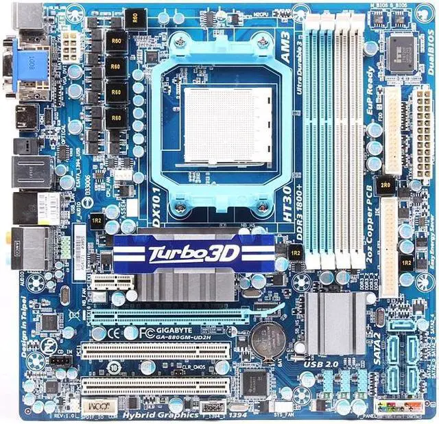 Alt view image 2 of 4 - GIGABYTE GA-880GM-UD2H Socket AM3 AMD 880 DDR3 16GB Micro ATX