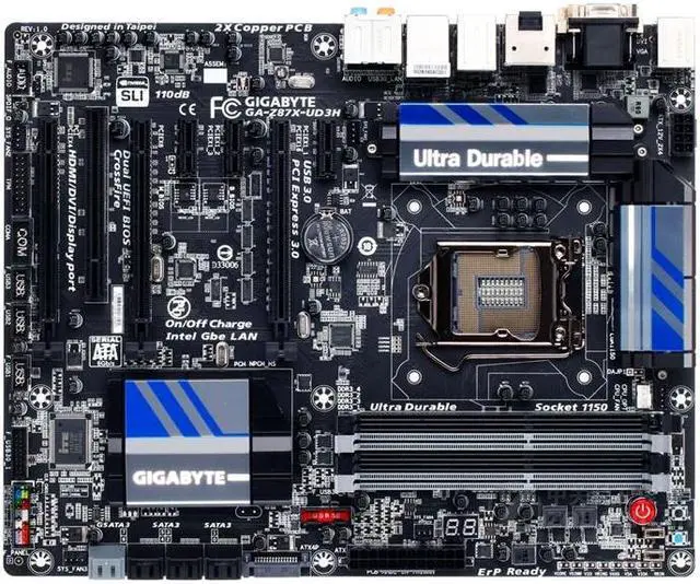 Main image of GIGABYTE Z87X-UD3H LGA 1150 Intel Z87 DDR3 32GB ATX