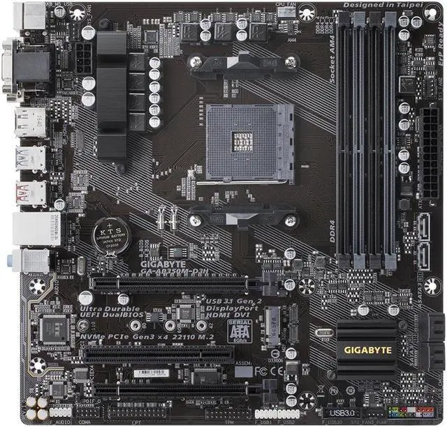 Main image of GIGABYTE AB350M-D3H Socket AM4 AMD B350 DDR4 64GB Micro ATX
