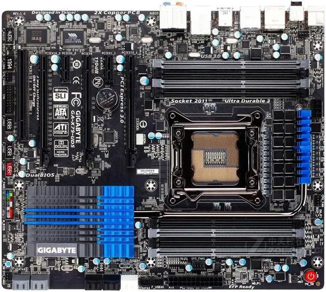 Main image of GIGABYTE GA-X79-UD5 LGA 2011 Intel X79 DDR3 64GB E-ATX