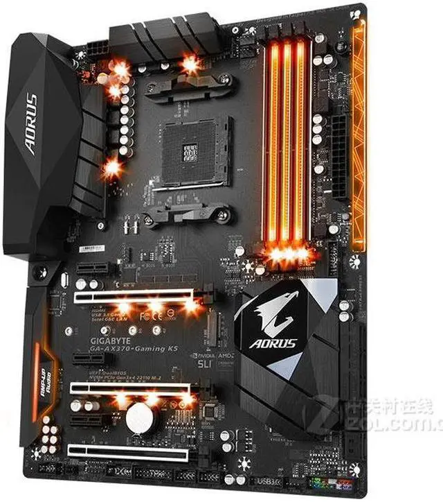 Alt view image 2 of 4 - GIGABYTE AX370-Gaming K5 Socket AM4 AMD X370 DDR4 64GB ATX
