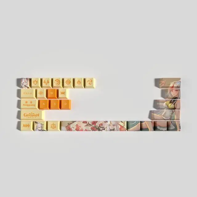 Alt view image 7 of 7 - Genshin Impact Themed Keycaps Ning Guang PBT heat-sublimation keycaps 29 keys OEM high degree