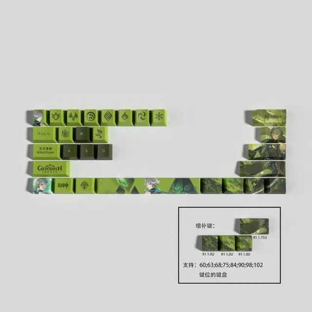 Alt view image 2 of 5 - Genshin Impact Themed Keycaps Alhaitham PBT heat-sublimation keycaps 29 keys OEM high degree
