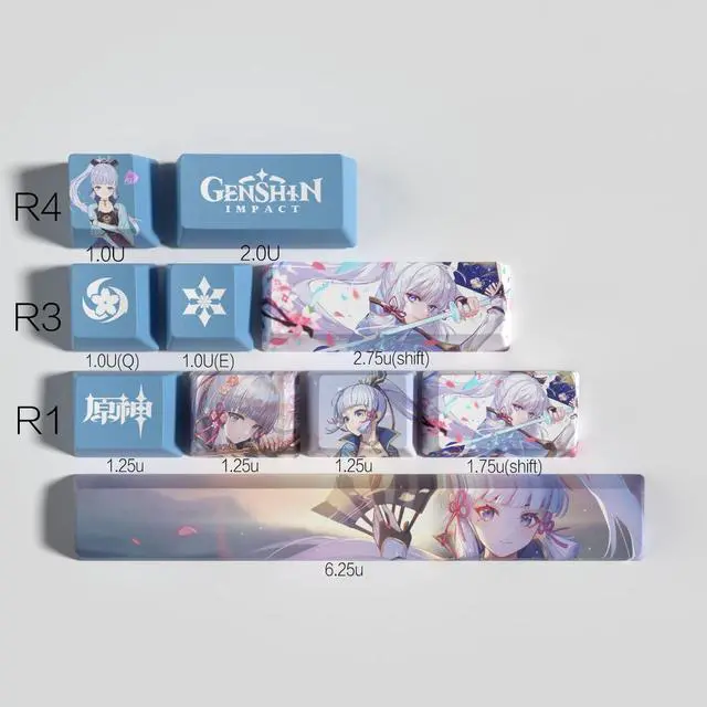 Alt view image 2 of 5 - Genshin Impact Themed Keycaps Kamisato Ayaka PBT heat-sublimation keycaps 10 keys OEM high degree
