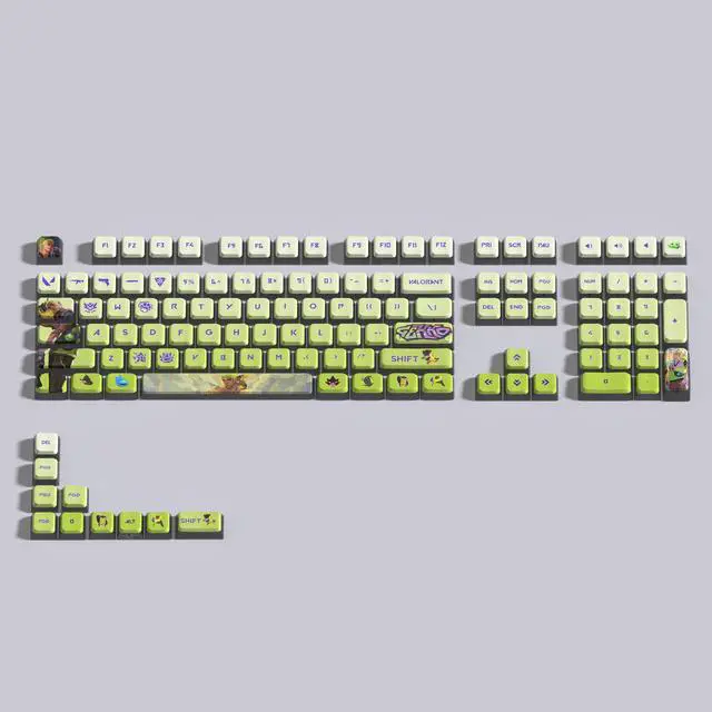 Alt view image 2 of 5 - VALORANT Themed Keycaps Gekko Black translucent on all sides PBT heat-sublimation keycaps 119 keys ASA high degree