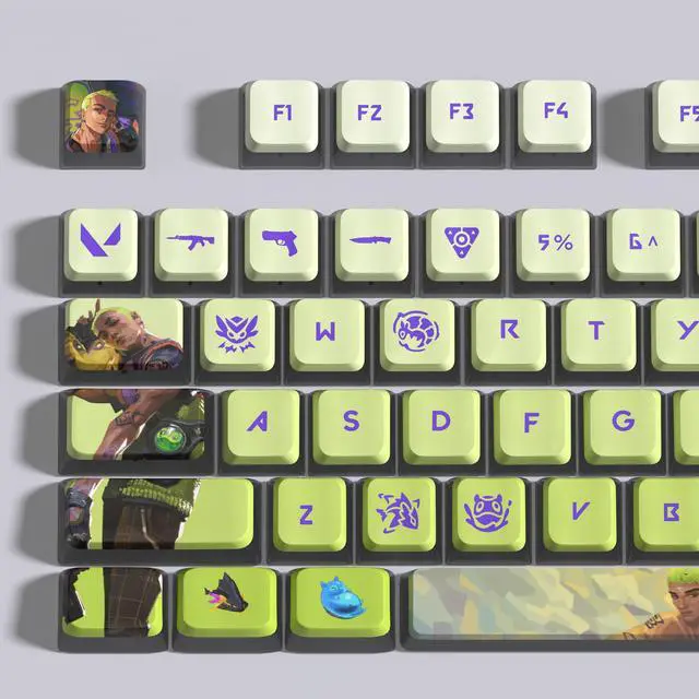 Alt view image 3 of 5 - VALORANT Themed Keycaps Gekko Black translucent on all sides PBT heat-sublimation keycaps 119 keys ASA high degree