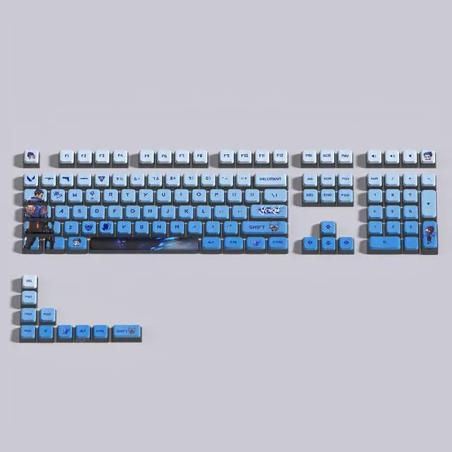 Alt view image 2 of 5 - VALORANT Themed Keycaps Yoru Black translucent on all sides PBT heat-sublimation keycaps 119 keys ASA high degree
