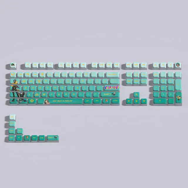 Alt view image 2 of 5 - VALORANT Themed Keycaps KillJoy White translucent on all sides PBT heat-sublimation keycaps 119 keys ASA high degree