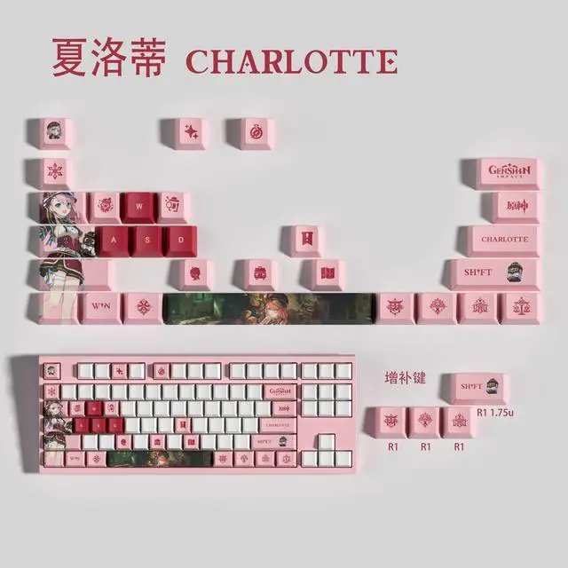 Alt view image 6 of 7 - Genshin Impact Themed Keycaps Kujou Sara PBT heat-sublimation keycaps 10 keys OEM high degree