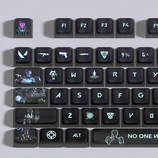 Alt view image 3 of 5 - VALORANT Themed Keycaps KAY-O Black translucent on all sides PBT heat-sublimation keycaps 119 keys ASA high degree