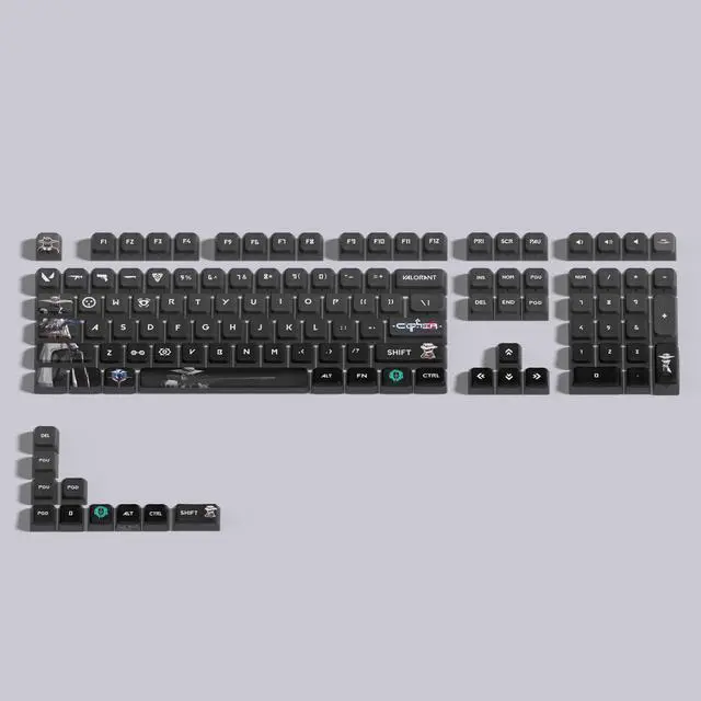 Alt view image 7 of 7 - VALORANT Themed Keycaps Cypher Black translucent on all sides PBT heat-sublimation keycaps 119 keys ASA high degree