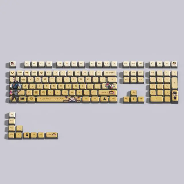 Alt view image 7 of 7 - VALORANT Themed Keycaps Chamber Black translucent on all sides PBT heat-sublimation keycaps 119 keys ASA high degree