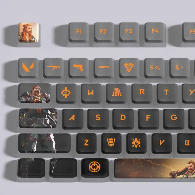 Alt view image 3 of 7 - VALORANT Themed Keycaps Chamber Black translucent on all sides PBT heat-sublimation keycaps 119 keys ASA high degree