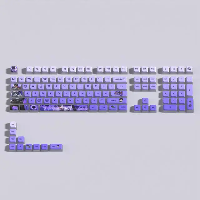 Alt view image 2 of 7 - VALORANT Themed Keycaps KillJoy Black translucent on all sides PBT heat-sublimation keycaps 119 keys ASA high degree