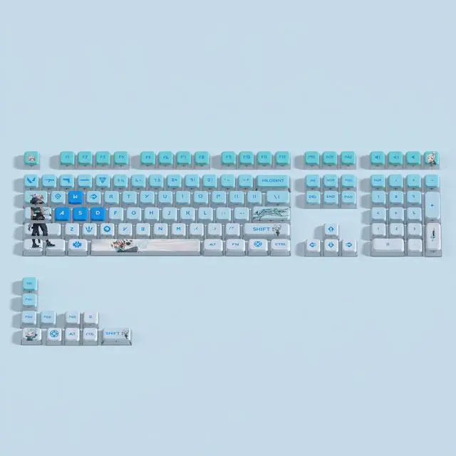 Alt view image 2 of 7 - VALORANT Themed Keycaps Jett Side translucency PBT heat-sublimation keycaps full keycap OEM high degree