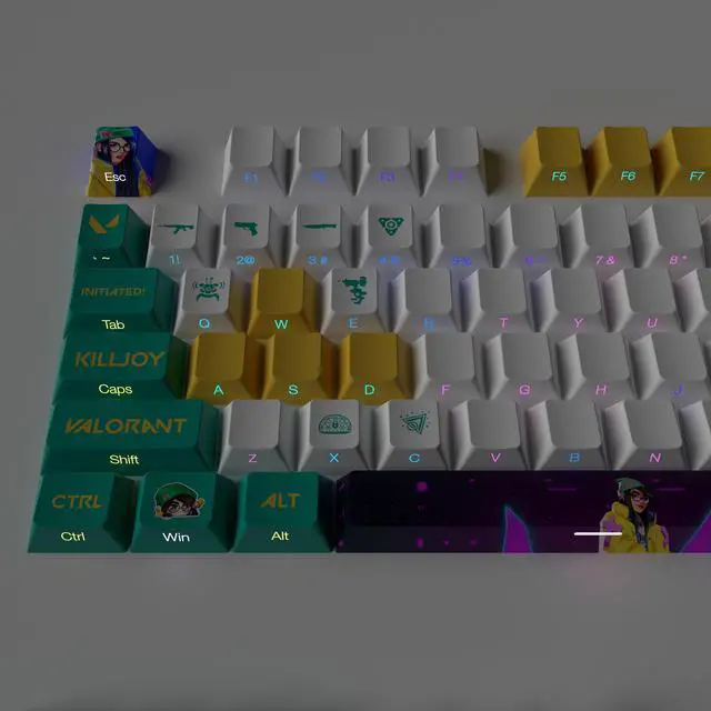Alt view image 3 of 5 - VALORANT Themed Keycaps KillJoy Side translucency PBT heat-sublimation keycaps full keycap OEM high degree