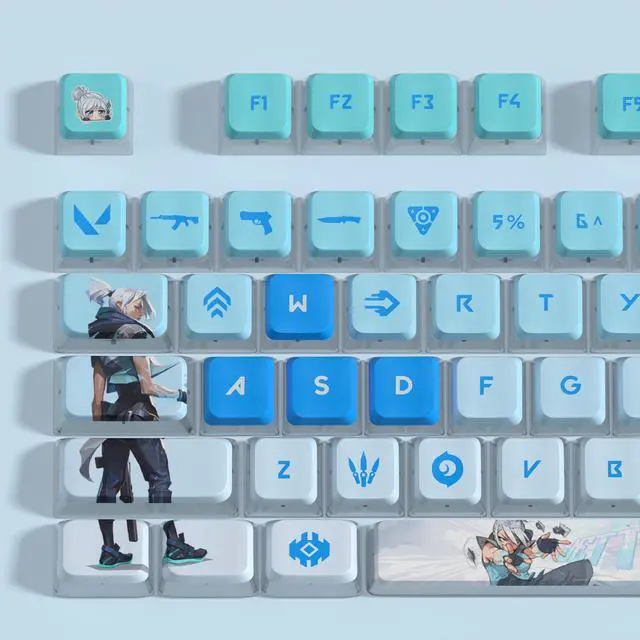 Alt view image 3 of 7 - VALORANT Themed Keycaps Jett Side translucency PBT heat-sublimation keycaps full keycap OEM high degree