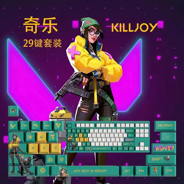 Main image of VALORANT Themed Keycaps KillJoy PBT heat-sublimation keycaps 29 keys OEM high degree