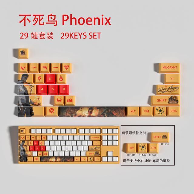 Alt view image 2 of 7 - VALORANT Themed Keycaps Raze PBT heat-sublimation keycaps 29 keys OEM high degree