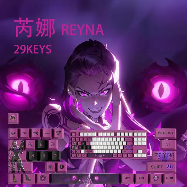 Main image of VALORANT Themed Keycaps Reyna PBT heat-sublimation keycaps 29 keys OEM high degree