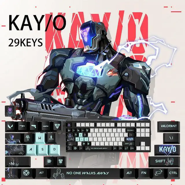 Main image of VALORANT Themed Keycaps KAY/O PBT heat-sublimation keycaps 29 keys OEM high degree