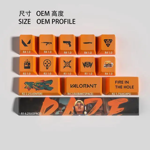 Alt view image 2 of 5 - VALORANT Themed Keycaps Raze PBT heat-sublimation keycaps 14 keys OEM high degree