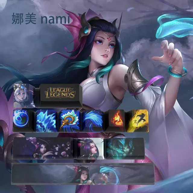 Main image of League of Legends Themed Keycaps Nami PBT heat-sublimation keycaps 12 keys OEM high degree