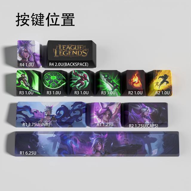 Alt view image 2 of 5 - League of Legends Themed Keycaps Riven PBT heat-sublimation keycaps 12 keys OEM high degree