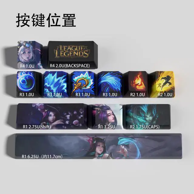 Alt view image 2 of 5 - League of Legends Themed Keycaps Nami PBT heat-sublimation keycaps 12 keys OEM high degree
