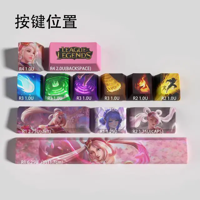 Alt view image 2 of 5 - League of Legends Themed Keycaps Sona Buvelle PBT heat-sublimation keycaps 12 keys OEM high degree