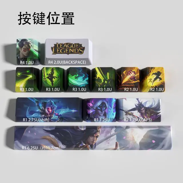 Alt view image 2 of 5 - League of Legends Themed Keycaps Master Yi PBT heat-sublimation keycaps 12 keys OEM high degree