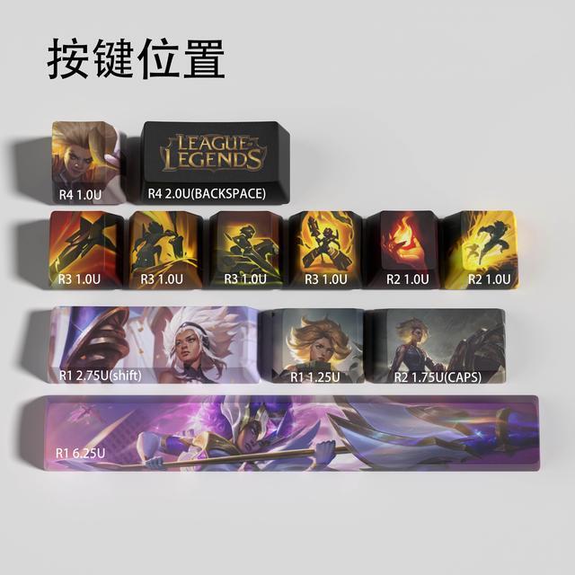Alt view image 2 of 5 - League of Legends Themed Keycaps Rell PBT heat-sublimation keycaps 12 keys OEM high degree