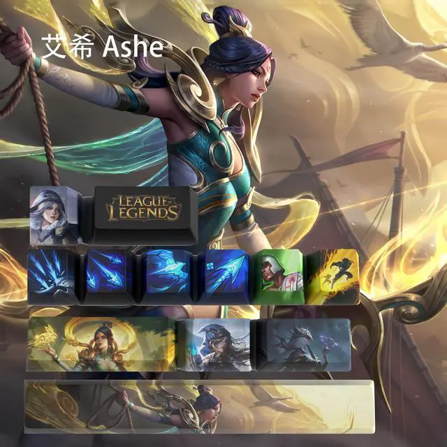 Main image of League of Legends Themed Keycaps Ashe PBT heat-sublimation keycaps 12 keys OEM high degree