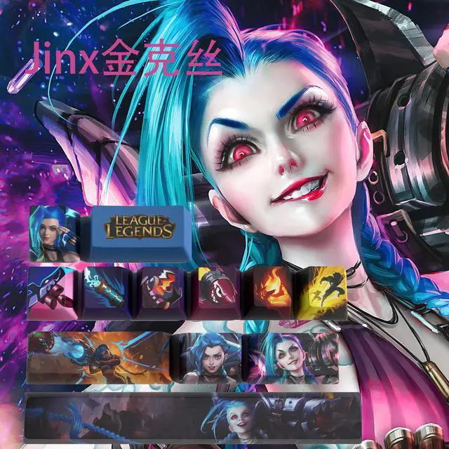 Main image of League of Legends Themed Keycaps Jinx PBT heat-sublimation keycaps 12 keys OEM high degree