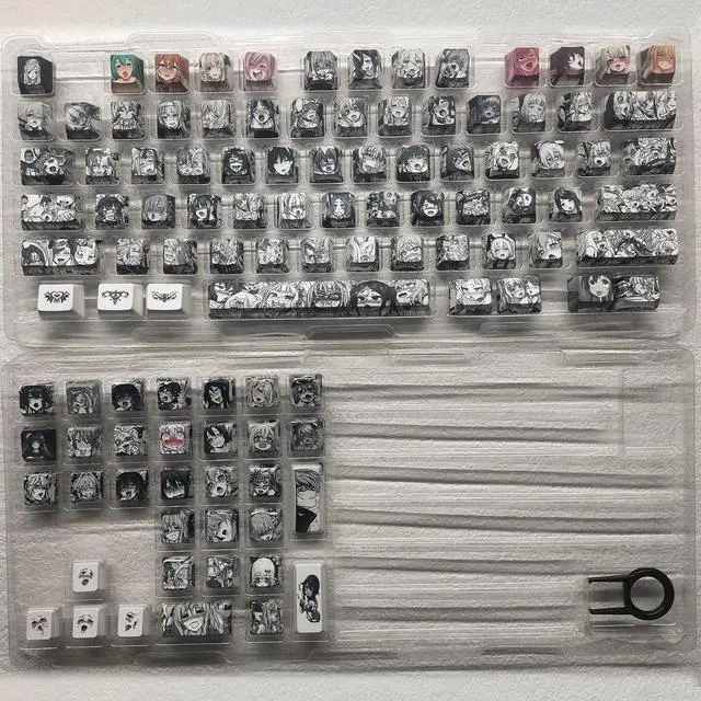Main image of Secondary keycaps Akari Pear black and white PBT heat-sublimation keycaps 108 keys set OEM height