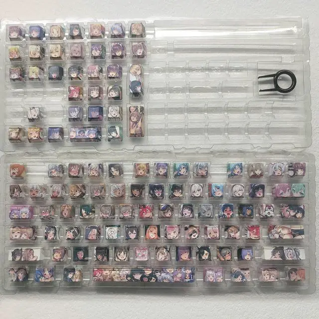 Main image of Secondary keycaps Akirinashi Colored Translucent English PBT heat-sublimation keycaps 108 keys set OEM Height