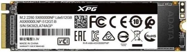 Main image of Intemational Version XPG SX6000 LiTBe M.2 PCIe (512GB) Desktop Internal Solid State Drive (SSD)