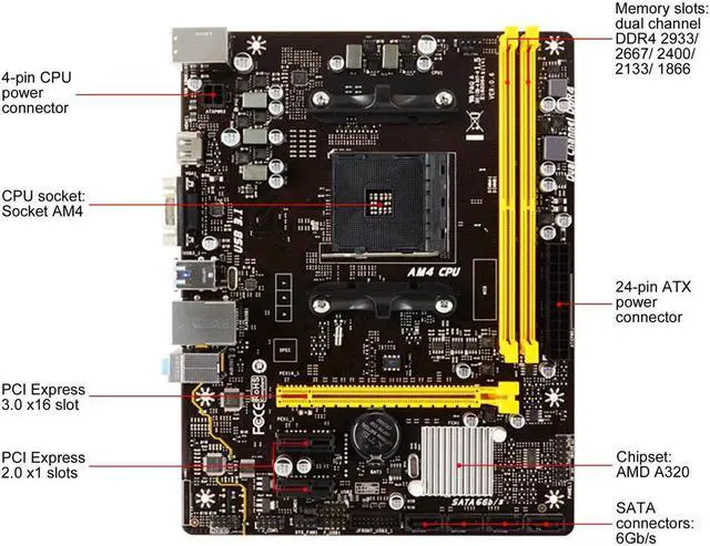 Alt view image 2 of 4 - BIOSTAR Biostar A320MH A320MH AM4 Micro ATX AMD Motherboard