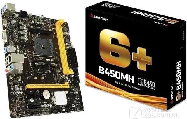 Alt view image 4 of 4 - biostar B450MH Socket AM4 2×DDR4 DIMM 	PCI-E 3.0 Micro ATX