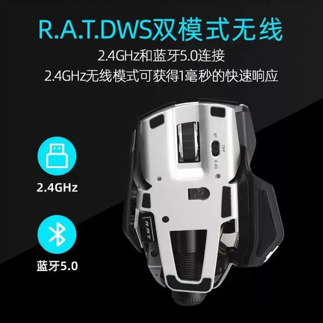 Alt view image 4 of 4 - MADCATZ RATDWS (Black) Wireless/Bluetooth Dual Mode Gaming Mechanical Mouse
