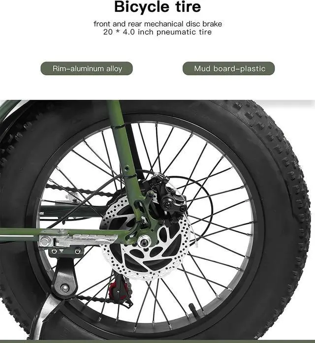 Alt view image 4 of 7 - Bezior Electric Bike XF001 for Adults, 20" x 4.0 Fat Tire Electric Bicycle, 1000w Motor 48V 12.5Ah Removable Lithium Battery, 28MPH Snow Beach Mountain E-Bike Shimano 7-Speed Gear Ebikes