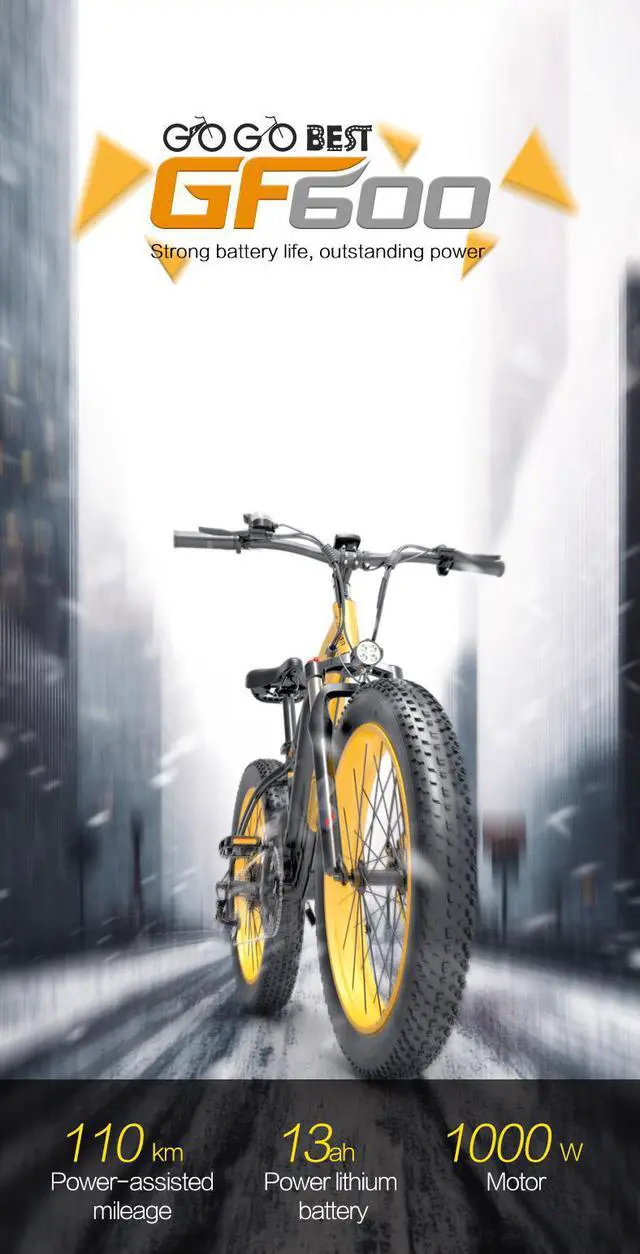 Alt view image 4 of 7 - GOGOBEST Electric Bike GF600 Electric Mountain Bike 1000W 26" Fat Tires Commuter Ebike, Adults Electric Bicycle, Shimano 21 Speed, Suspension Fork Hydraulic Brakes