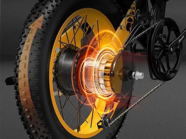 Alt view image 2 of 7 - Bezior Electric Bike XF200 for Adults, Foldable 20" x 4.0 Fat Tire Electric Bicycle, 1000w Motor 48V 15Ah Removable Lithium Battery, 25MPH Snow Beach Mountain E-Bike Shimano 7-Speed Gear Ebikes Yellow