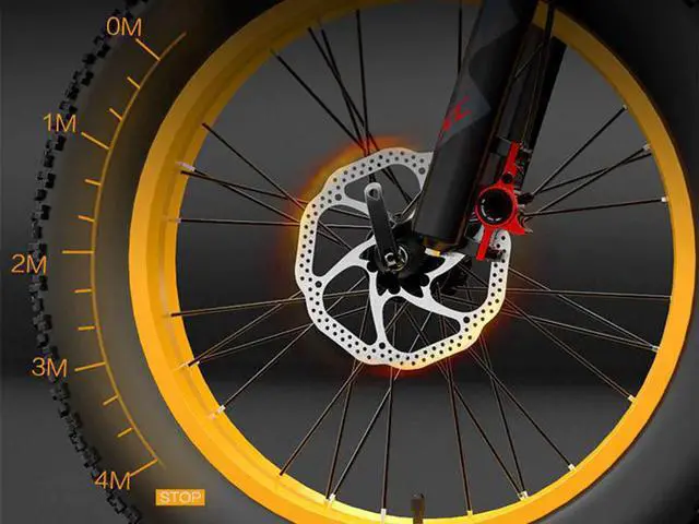 Alt view image 6 of 7 - Bezior Electric Bike XF200 for Adults, Foldable 20" x 4.0 Fat Tire Electric Bicycle, 1000w Motor 48V 15Ah Removable Lithium Battery, 25MPH Snow Beach Mountain E-Bike Shimano 7-Speed Gear Ebikes Yellow