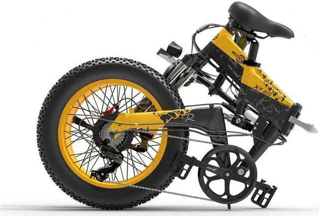 Alt view image 7 of 7 - Bezior Electric Bike XF200 for Adults, Foldable 20" x 4.0 Fat Tire Electric Bicycle, 1000w Motor 48V 15Ah Removable Lithium Battery, 25MPH Snow Beach Mountain E-Bike Shimano 7-Speed Gear Ebikes Yellow