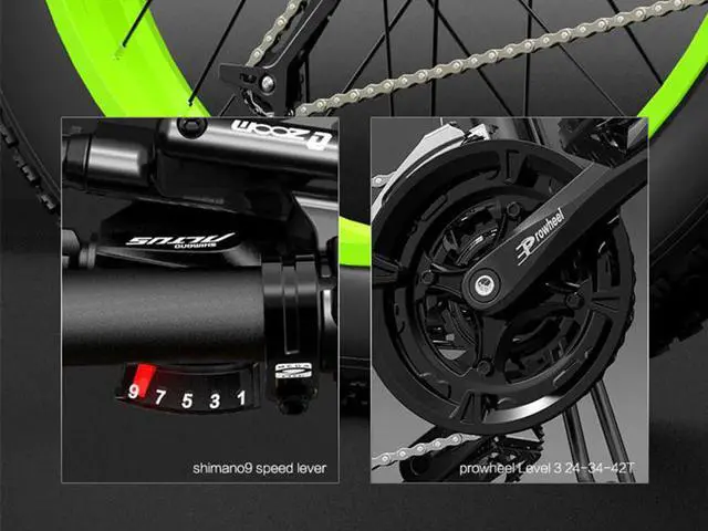 Alt view image 7 of 7 - Bezior Electric Bike X1500 for Adults, Foldable 26" x 4.0 Fat Tire Electric Bicycle, 1500w Motor 48V 12.8Ah Removable Lithium Battery, Shimano M2000 9-Speed Gear and Dual Shock Absorber Ebikes