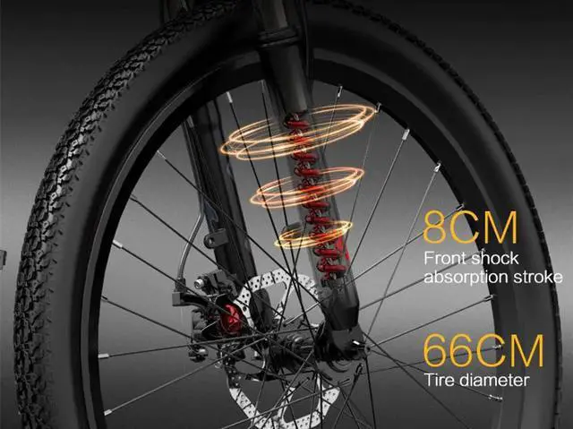 Alt view image 5 of 7 - Bezior Electric Bike X500Pro for Adults, Foldable 26" x 1.95 Rubber Tire Electric Bicycle, 500w Motor 48V 10.4Ah Removable Lithium Battery, 20MPH Snow Beach Mountain E-Bike Shimano 7-Speed Gear Ebikes