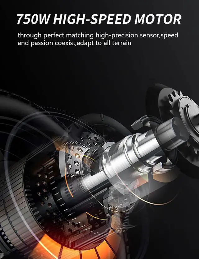 Alt view image 4 of 7 - GOGOBEST 20" Fat Tire Electric Bike GF500,750W 48V 20AH Electric Mountain Bike 28 MPH for Adults Front Fork Suspension & Shock Absorber Shimano 7-Speed 3 Riding Modes